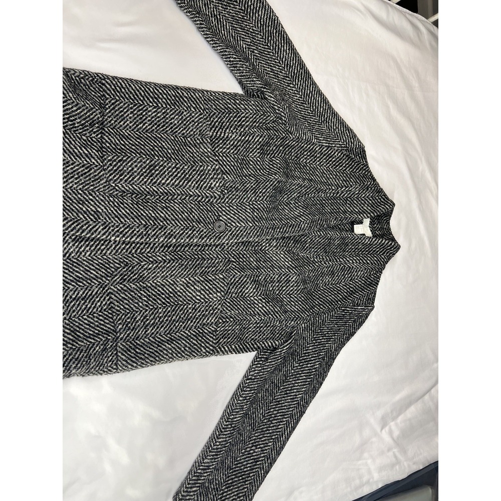 H&M Black and White One Button Blazer- Herringbone Pattern Size 6 - Picture 11 of 12